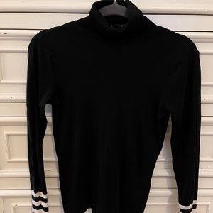 Ralph Lauren Black Turtle Neck w/ White Stripes - Size Medium